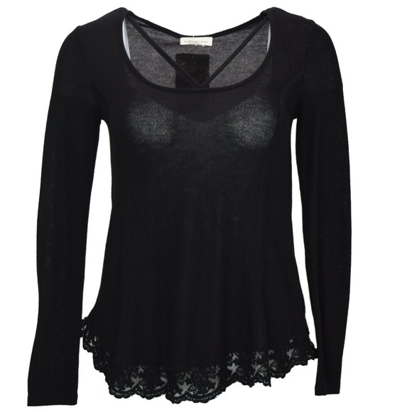 Belle Du Jour Tops - Belle du Jour Crisscross Top Lace Hem